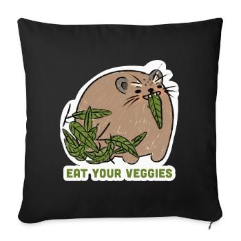 Eat Your Veggies – Funny Animal Motif - Sofa pillowcase 17,3'' x 17,3'' (45 x 45 cm) - black - Front