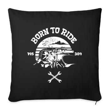 Motorrad retro Biker - Born to ride Illustration - Sofakissenbezug 45 x 45 cm - Schwarz - Vorne