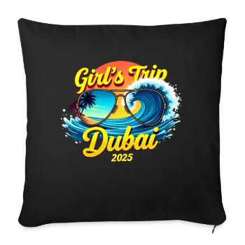 Week-end d’anniversaire Dubaï 2025 - Housse de coussin décorative 45 x 45 cm - noir - Devant