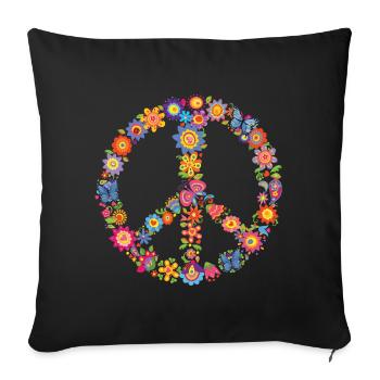 Peace & Frieden & Farben 🌸 Flower Vibes - Sofakissenbezug 45 x 45 cm - Schwarz - Vorne