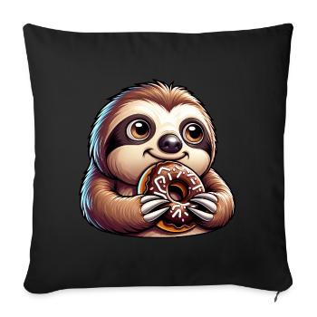 paresseux dessin animé beignet bonbon drôle - Housse de coussin décorative 45 x 45 cm - noir - Devant