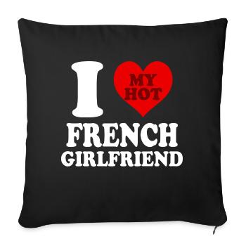 I Love My French Girlfriend Funny Heart - Sofa pillowcase 17,3'' x 17,3'' (45 x 45 cm) - black - Front
