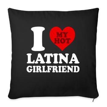 J’aime ma petite amie latina coeur drôle - Housse de coussin décorative 45 x 45 cm - noir - Devant
