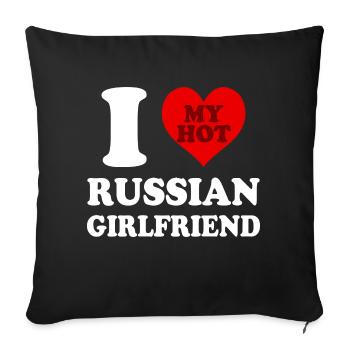 I Love My Russian Girlfriend Funny Heart - Sofa pillowcase 17,3'' x 17,3'' (45 x 45 cm) - black - Front