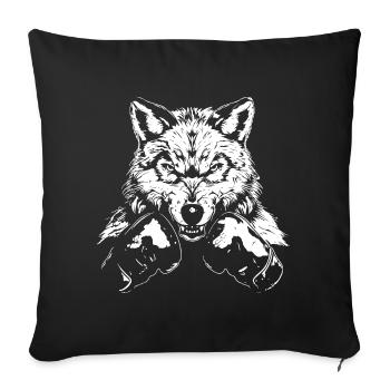 Wolf Boxen Kämpfer MMA - Sofakissenbezug 45 x 45 cm - Schwarz - Vorne