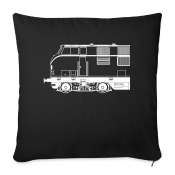 BR 221 ligne demi-blanc - Housse de coussin décorative 45 x 45 cm - noir - Devant