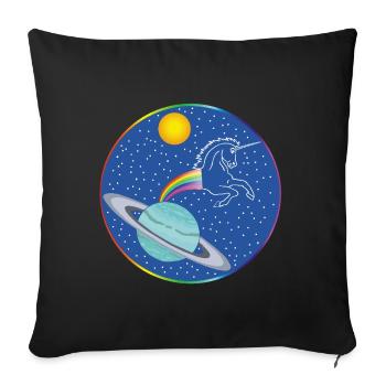 Rainbow Unicorn - Sofa pillowcase 17,3'' x 17,3'' (45 x 45 cm) - black - Front