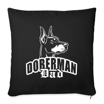 « Doberman Dad » avec tête de chien - Housse de coussin décorative 45 x 45 cm - noir - Devant