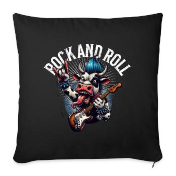 Kuh Rock and Roll Guitariste Guitare électrique - Housse de coussin décorative 45 x 45 cm - noir - Devant