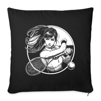 Tennis Player Comic Design for the Tennis Fan - Sofa pillowcase 17,3'' x 17,3'' (45 x 45 cm) - black - Front