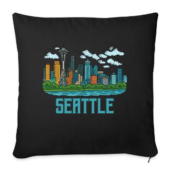 Seattle City - Sofa pillowcase 17,3'' x 17,3'' (45 x 45 cm) - black - Front