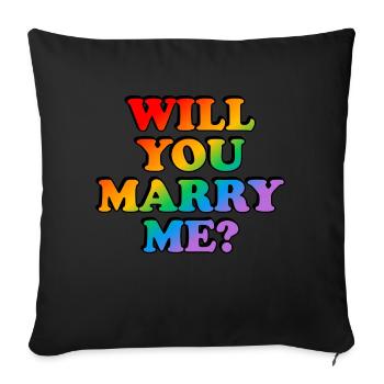 Will you marry me Gay marriage - Sofa pillowcase 17,3'' x 17,3'' (45 x 45 cm) - black - Front