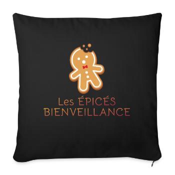 logo transparent les épicés Bienveillance - Housse de coussin décorative 45 x 45 cm - noir - Devant