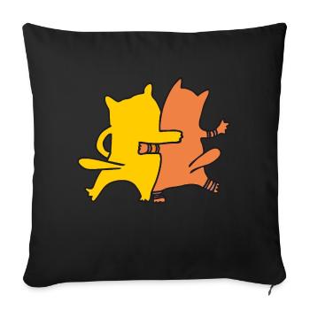 Cat Friends Yellow Oranges - Sofa pillowcase 17,3'' x 17,3'' (45 x 45 cm) - black - Front