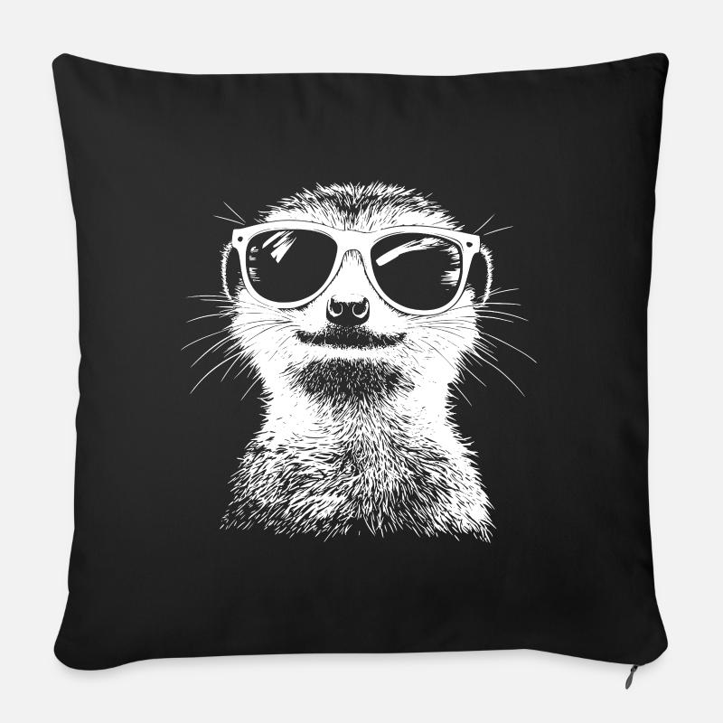 Cool Erdmännchen Sonnenbrille Sommer - Sofakissenbezug 45 x 45 cm - Schwarz