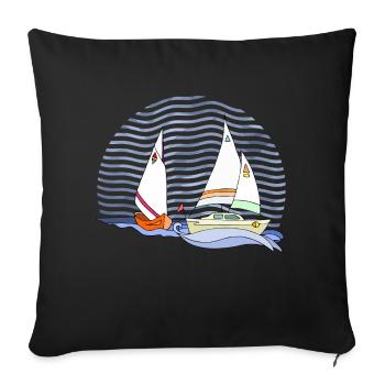 Segelboot - Sofakissenbezug 45 x 45 cm - Schwarz - Vorne