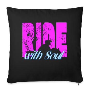 For Bikers - RideWithSoul - Sofa pillowcase 17,3'' x 17,3'' (45 x 45 cm) - black - Front