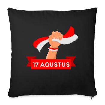 Rouge Blanc Drapeau Indonésien 17 Agustus - Housse de coussin décorative 45 x 45 cm - noir - Devant