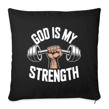 God is my strength! Believing Christian Jesus - Sofa pillowcase 17,3'' x 17,3'' (45 x 45 cm) - black - Front