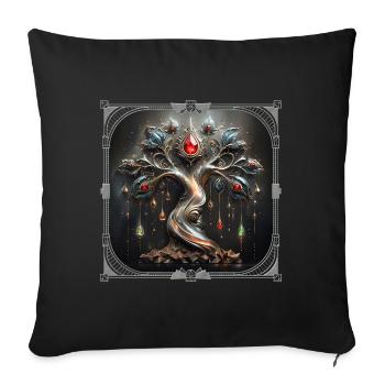 Art Deco design of the Tree of Life. - Sofa pillowcase 17,3'' x 17,3'' (45 x 45 cm) - black - Front