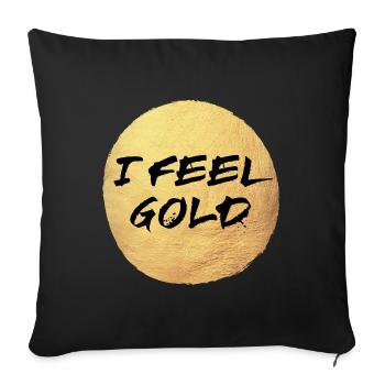 Gold Yoga Circle Sun Feeling Exclusive Meditation - Sofa pillowcase 17,3'' x 17,3'' (45 x 45 cm) - black - Front