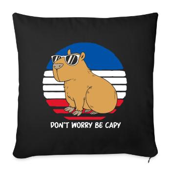 Ne vous inquiétez pas, soyez Capy Capybara - Housse de coussin décorative 45 x 45 cm - noir - Devant