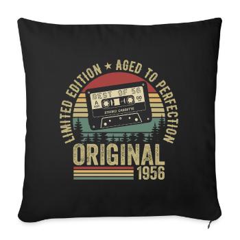 1956 Vintage Vintage 1956 Anniversaire 1956 Rétro - Housse de coussin décorative 45 x 45 cm - noir - Devant