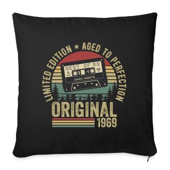 1969 Vintage Vintage 1969 Anniversaire 1969 Rétro - Housse de coussin décorative 45 x 45 cm - noir - Devant