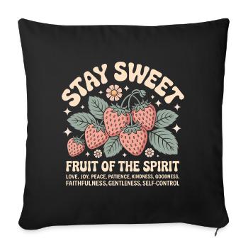 Stay Sweet Fruit of the Spirit Strawberry - Housse de coussin décorative 45 x 45 cm - noir - Devant