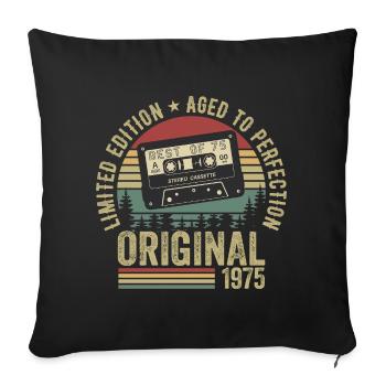 1975 Vintage Vintage 1975 Anniversaire 1975 Rétro - Housse de coussin décorative 45 x 45 cm - noir - Devant
