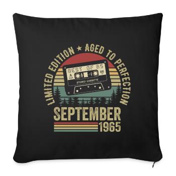 Né en septembre 1965 Millésime 1965 - Housse de coussin décorative 45 x 45 cm - noir - Devant