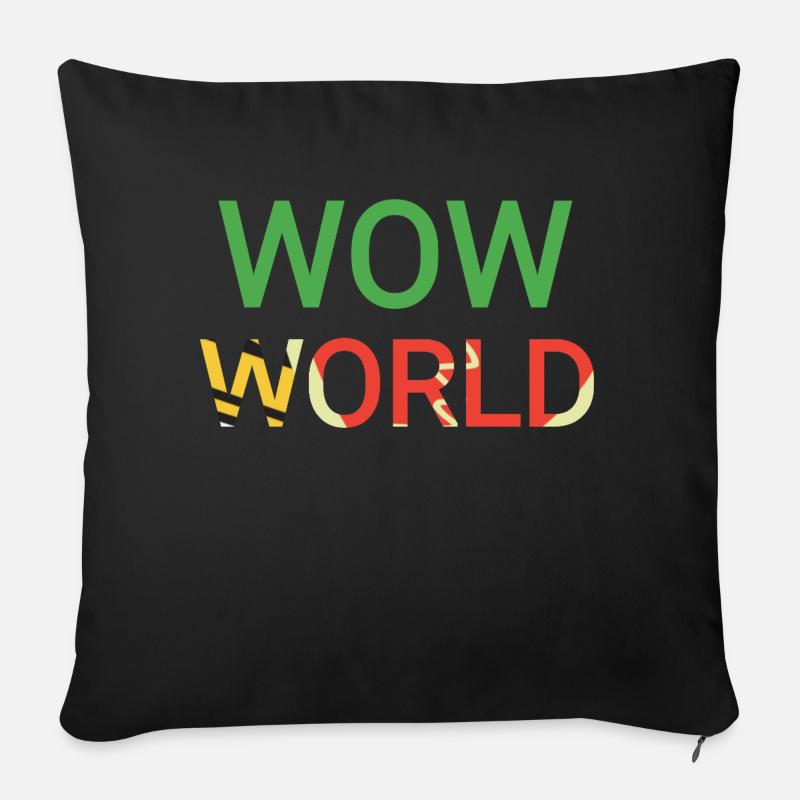 wow Welt bunter text - Sofakissenbezug 45 x 45 cm - Schwarz