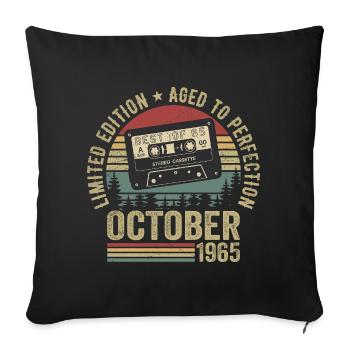 Voiture de collection Octobre 1965 Cadeau d’anniversaire Octobre - Housse de coussin décorative 45 x 45 cm - noir - Devant