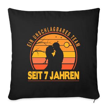 7 years relationship gift partner husband wife - Sofa pillowcase 17,3'' x 17,3'' (45 x 45 cm) - black - Front