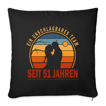 51 Jahre Beziehung Jahrestag Hochzeitstag - Sofakissenbezug 45 x 45 cm - Schwarz - Vorne