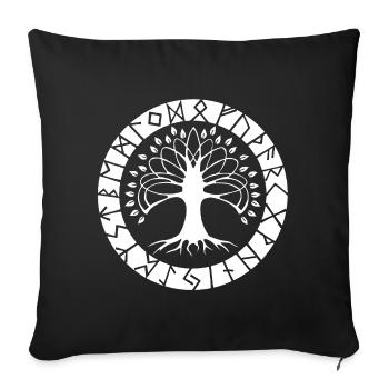 White Runic Tree - Sofa pillowcase 17,3'' x 17,3'' (45 x 45 cm) - black - Front