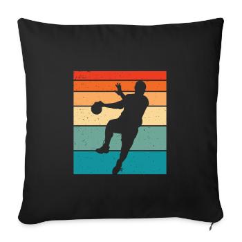 Retro Handball Handball Player - Sofa pillowcase 17,3'' x 17,3'' (45 x 45 cm) - black - Front