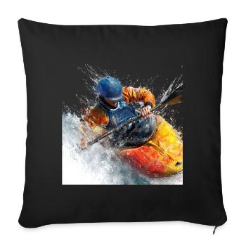 Kayak Water Rush en eau vive - Housse de coussin décorative 45 x 45 cm - noir - Devant