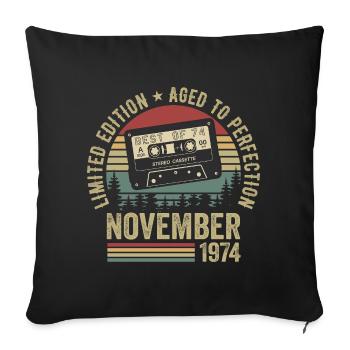 Novembre 1974 - Housse de coussin décorative 45 x 45 cm - noir - Devant