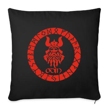 God Odin and Red Viking Runes - Sofa pillowcase 17,3'' x 17,3'' (45 x 45 cm) - black - Front