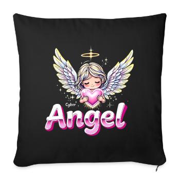 Y2K Retro – Cyber Angel - Sofa pillowcase 17,3'' x 17,3'' (45 x 45 cm) - black - Front
