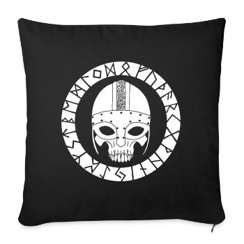 Crâne blanc et runes vikings - Housse de coussin décorative 45 x 45 cm - noir - Devant