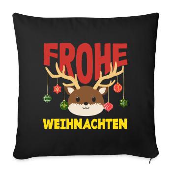 Corgi Joyeux Noël avec chapeau de Père Noël - Housse de coussin décorative 45 x 45 cm - noir - Devant