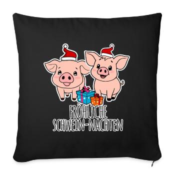 Pig Christmas, Happy Pig Nights! - Sofa pillowcase 17,3'' x 17,3'' (45 x 45 cm) - black - Front