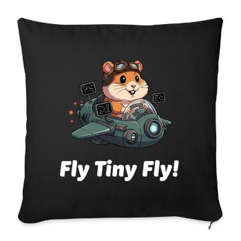 Rocket Hamster Space Flight - Sofa pillowcase 17,3'' x 17,3'' (45 x 45 cm) - black - Front