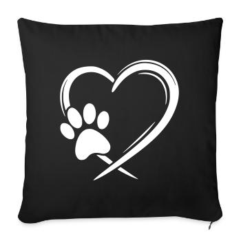 heart paw - Sofa pillowcase 17,3'' x 17,3'' (45 x 45 cm) - black - Front