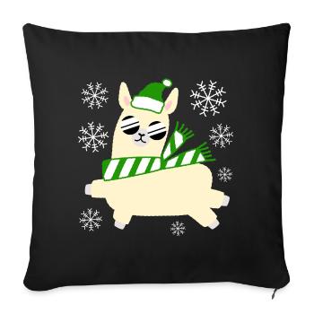 Llama – Weihnachten - Sofakissenbezug 45 x 45 cm - Schwarz - Vorne