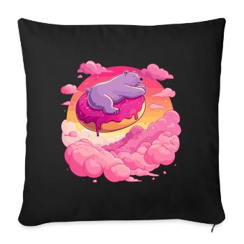 Polar bear on donut in the sea of clouds - Sofa pillowcase 17,3'' x 17,3'' (45 x 45 cm) - black - Front