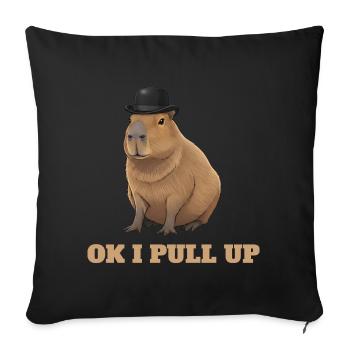 Ok je m’arrête - humour de mème capybara - Housse de coussin décorative 45 x 45 cm - noir - Devant
