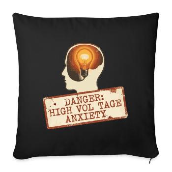 High Voltage Anxiety Warning Sign - Sofa pillowcase 17,3'' x 17,3'' (45 x 45 cm) - black - Front